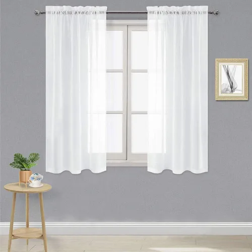 Vista 59 de DWCN Cortinas Transparentes Aqua de Voile Semitransparente con Bolsillo para Barra para Dormitorio y Sala de Estar, 36 x 36 pulgadas de Largo, Juego