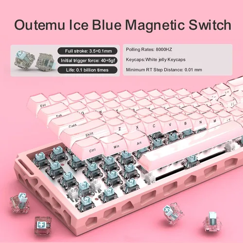 Vista 6 de BOYI H60Pro Magnetic Switch Gaming Keyboard,60% Hollow Aluminum Hall Effect Rapid Trigger Hot-Swap 8K Polling Rate 0.01mm RT RGB Wired Mechanical