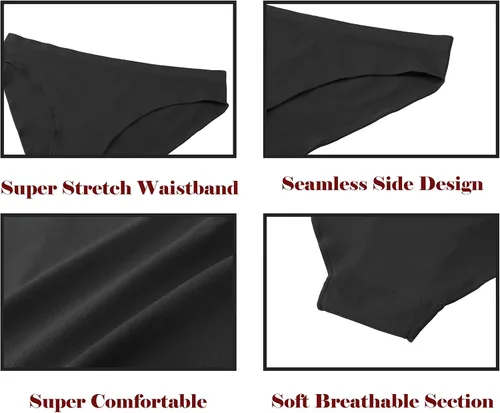 Vista 4 de ELACUCOS Ropa interior de bikini para mujer, bragas atrevidas, suaves, invisibles, sin costuras, paquete de 5