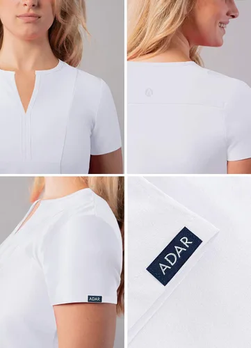 Vista 3 de Adar - Ropa quirúrgica Addition para mujer, blusa médica con cuello en V y muescas