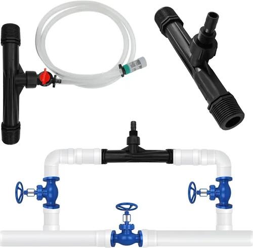 Vista 6 de 2 inyectores de fertilizante Venturi de 1 pulgada, tubo mezclador de riego de plástico negro, dispositivo de sistema de agua agrícola para jardín
