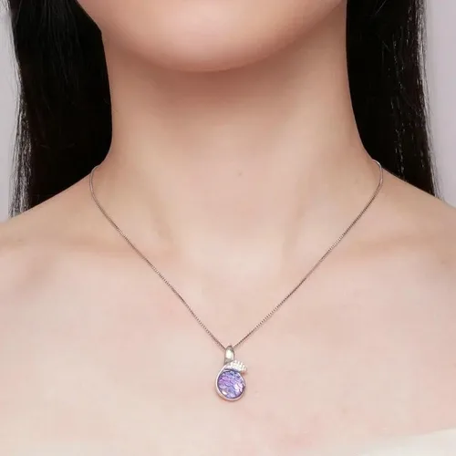 Vista 7 de 925 Sterling Silver Colorful Mermaid Fishtail Pendant Necklace And Opening Ring Jewelry Set for Women Birthday Jewelry, Blue Zirconia Mermaid Fish