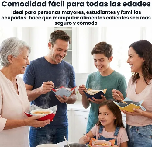 Vista 6 de Jokari Paquete de 2 soportes para cuencos para microondas, almohadilla caliente reversible acogedora para sopa, pasta, avena y helado