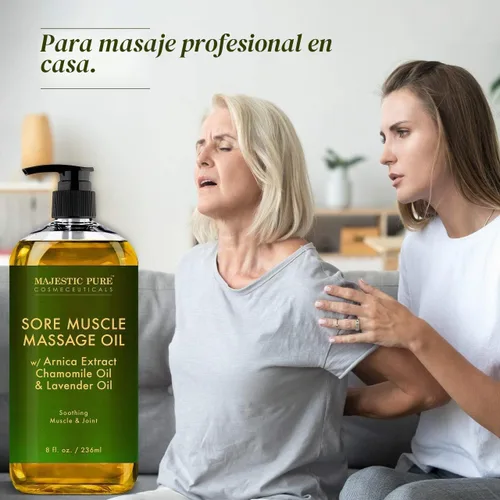 Vista 3 de Majestic Pure Paquete de aceite de masaje muscular para dolores musculares e incienso, 8 onzas líquidas cada uno