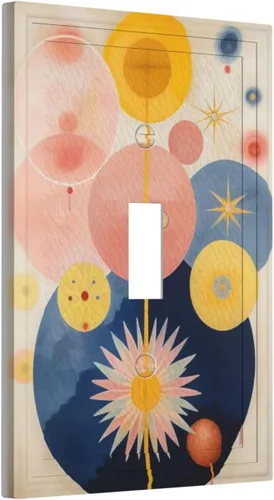Vista 2 de Cubiertas de Interruptor de Luz Artísticas Decorativas Boho Figura Abstracta Interruptor de Pared Único Placa de Interruptor Decorativo Placa