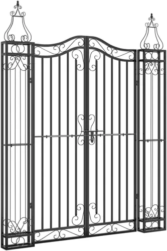 Vista 10 de vidaXL Puerta de jardín negra 47.6"x3.1"x39.4" hierro forjado
