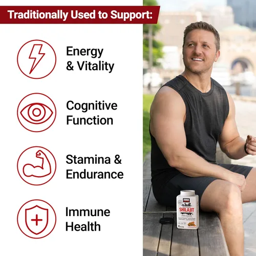 Vista 2 de Force Factor Supreme Shilajit, shilajit del Himalaya prémium para hombres y mujeres, promueve la energía, la resistencia, la salud inmunológica