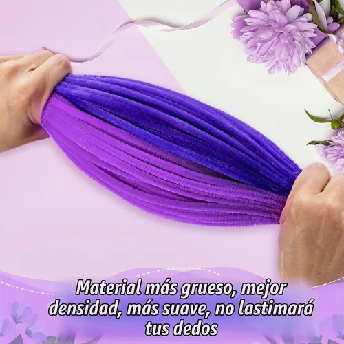 Vista 5 de Peryiter 371 Pcs Pipe Cleaners Set, Floral Supplies, Purple Morado