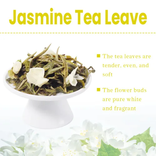 Vista 4 de LWXLJMJZC -Bi Tan Piao Xue Té verde jazmín Té chino de hoja suelta premium con flores fragantes de jazmín Perfecto para el disfrute diario