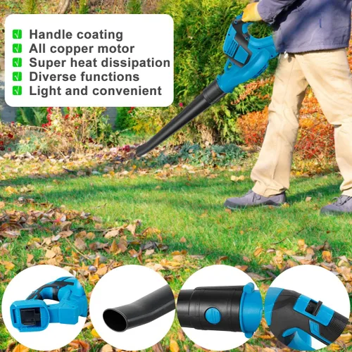 Vista 3 de Soplador de hojas inalámbrico soplador de hojas eléctrico profesional ligero funciona con pilas soplador de hojas de aire para césped patio jardín