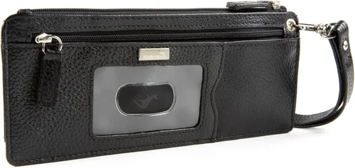 Vista 4 de WalletBe Cartera de piel ultrafina RFID para tarjetas de crédito para mujer, Negro -, Classic