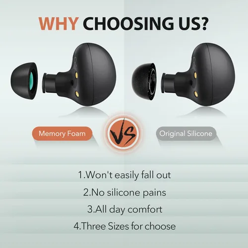 Vista 4 de Puntas de espuma viscoelástica para Samsung Galaxy Buds 2 / Plus/Beats Studio Buds, sin dolor de silicona en las orejas, almohadillas de repuesto