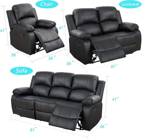 Vista 2 de A Ainehome Juego de sofá reclinable para sala de estar, sofá reclinable, sofá biplaza, asiento reclinable de movimiento manual, asiento de cine