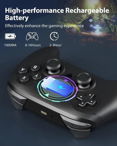 Vista 3 de YCCTEAM Controlador de interruptor compatible con SwitchSwitch LiteSwitch Oled, controlador Switch Pro con NFC, turbo, función de vibración dual