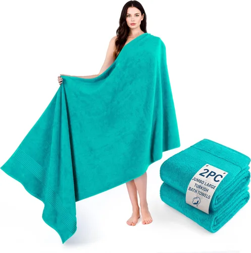 Vista 113 de Cotton Paradise Juego de 2 toallas turcas de 100 % algodón, suaves, absorbentes, de secado rápido, juego de 2 toallas de baño de 35 x 70 pulgadas