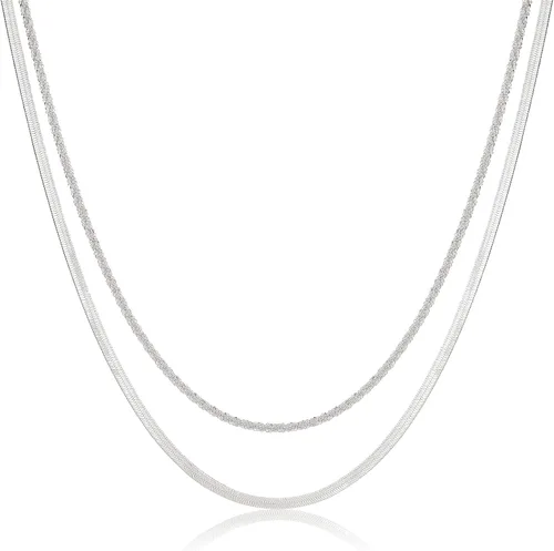 Vista 51 de Collares en capas para mujer, chapados en plata, delicada cuerda torcida de serpiente, delicado collar en capas, gargantilla de diferentes
