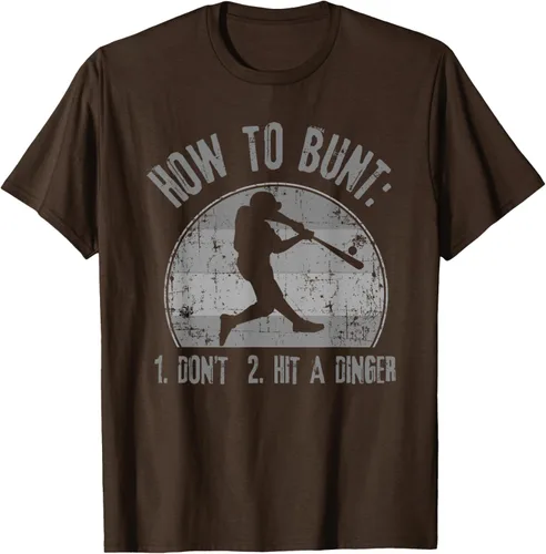 Vista 7 de Cómo Bunt Don't Hit A Dinger - Camiseta divertida de béisbol y sóftbol, Negro, S