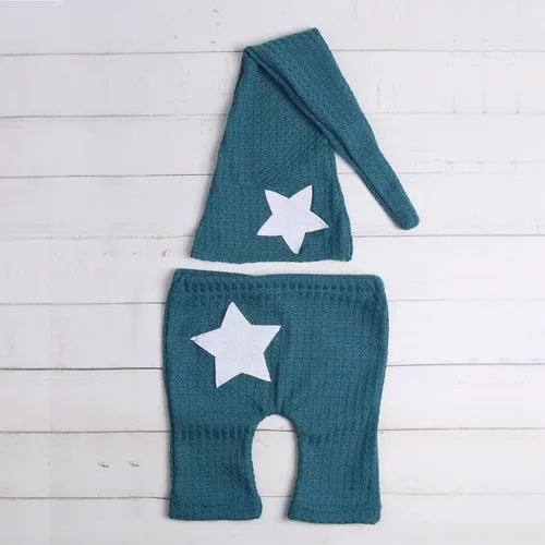 Vista 4 de Trajes de fotografía para recién nacidos, accesorios de fotografía para niños, estrellas, sombrero para dormir, pantalón para sesión de fotos