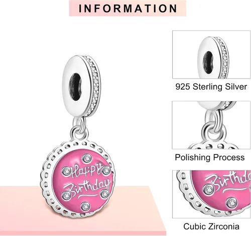Vista 3 de La Menars Dijes de piedra de cumpleaños de color para pulseras de plata de ley 925, dijes de corazón para collares, regalos de cumpleaños