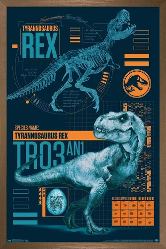 Vista 15 de Trends International Jurassic World: Fallen Kingdom - Póster de pared T-Rex, 14.725 x 22.375 pulgadas, versión enmarcada de madera de granero
