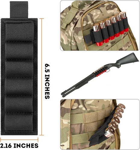 Vista 4 de 4 Pack Tactical Outdoor 6 Round Shotgun Shell Holder Ammunition Pistol Bullet Reload Holder with Adhesive Backing Sticker