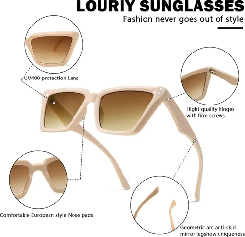 Vista 3 de Gafas de sol cuadradas retro de ojo de gato para mujer, grandes, modernas, retro, marco rectangular grueso clásico