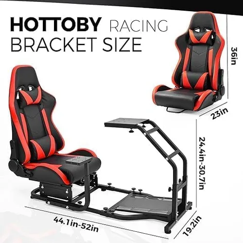 Vista 4 de Steering Wheel Stand Racing Cockpit with Red Seat Unobstructed Design for Both Legs Fit for LogitechThrustmaster G29,G920,G923,G25&T300RS,T80,T150