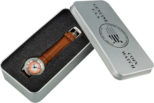 Vista 5 de August Steiner CN005S-AS - Reloj de monedas en tono plateado con cabeza india redonda para mujer, Moderno