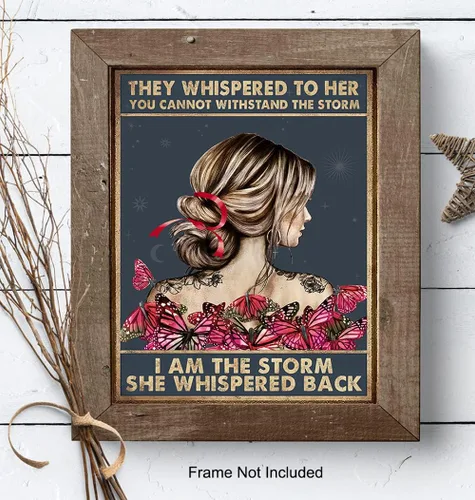 Vista 8 de They Whispered to Her You Cannot Withstand The Storm - Arte de pared con cita inspiradora - Decoración de pared de mariposa - Regalos motivacionales