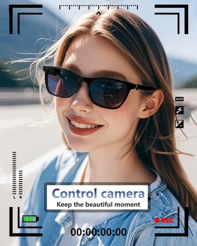 Vista 4 de Xmenha Lentes de sol inalámbricos Bluetooth para hombres y mujeres, polarizados, lentes de sol inteligentes, auriculares de audio Bluetooth