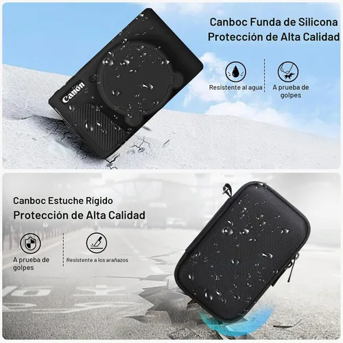 Vista 4 de Canboc Funda para Canon PowerShot SX740/SX730, funda rígida de transporte + funda protectora de silicona suave con cubierta extraíble para lentes