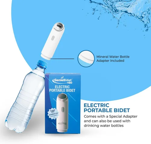 Vista 8 de GenieBidet Bidé portátil recargable – Pulverizador de bidé de inodoro de mano para hombres, limpieza sobre la marcha, rociador eléctrico