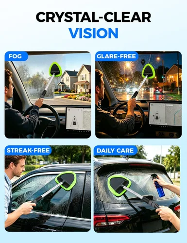 Vista 8 de XINDELL Herramienta de Limpiador de Parabrisas – Kit de Limpieza de Ventanas Interiores de Coche con Mango Extensible y 4 Almohadillas