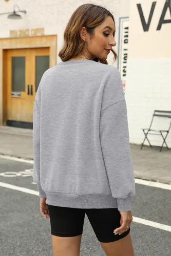 Vista 4 de WIHOLL Womens Sweatshirts Crewneck Long Sleeve Solid Color Tops Fleece Pullover