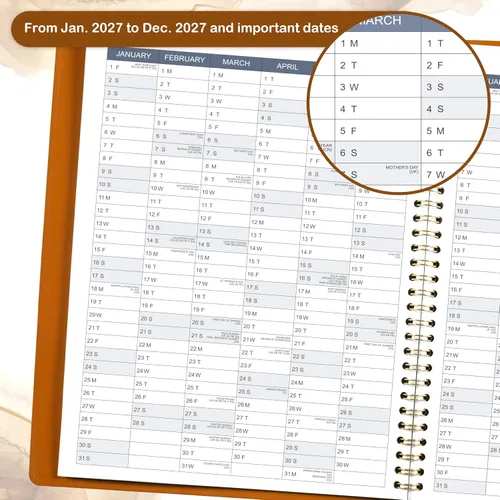 Vista 3 de Agenda 2027 – Agenda semanal de citas 2027, enero de 2027 a diciembre de 2027, 8.26 x 11.4 pulgadas, agenda diaria/por hora con pestañas, 15