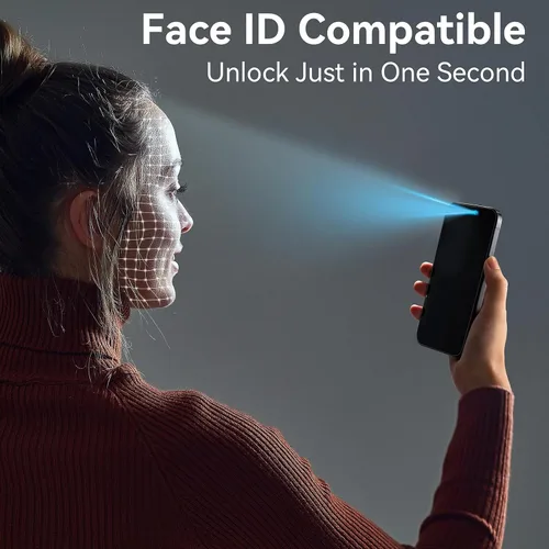 Vista 8 de TECHO Protector de pantalla de privacidad para iPhone 15 Pro Max, película de vidrio templado, cobertura completa de borde a borde, anti espía