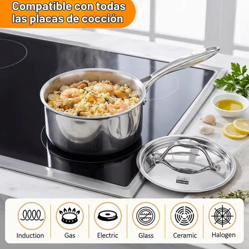 Vista 5 de Cocineros Standard Olla con múltiples capas de acero inoxidable (3 qt), Acero inoxidable