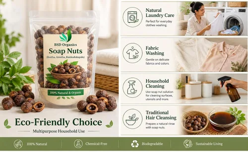 Vista 5 de BSD Organics Nueces de jabón (Reetha, Areetha, kunkudukaialu) - 2.2 lbs (bolsa gratis)(2.2 libras)