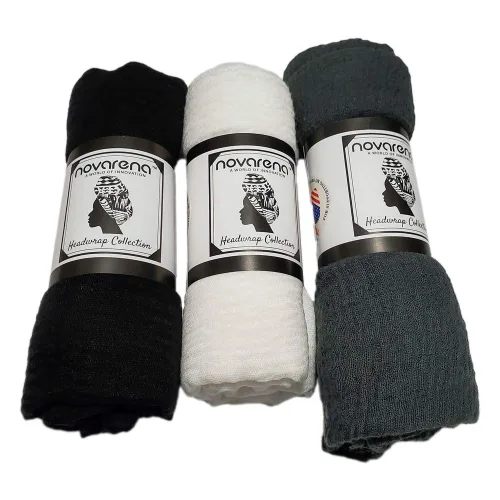 Vista 2 de Ankara - Diadema suave con estampado africano para la cabeza bufanda larga para el cabello turbante de punto africano blanconegrogris 9