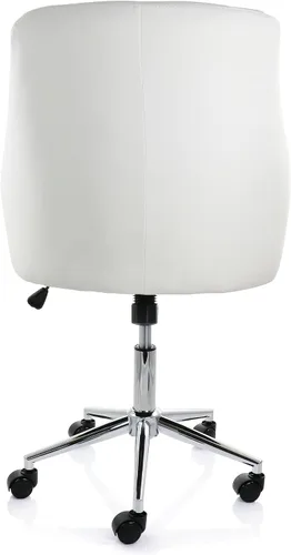 Vista 4 de Elama Silla de oficina ajustable de piel sintética en color blanco con acabado cromado
