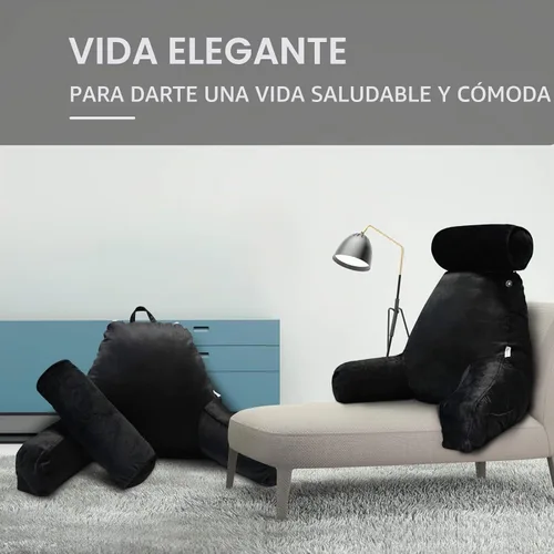 Vista 7 de Almohada de lectura para adultos sentados en la cama, respaldo Negro