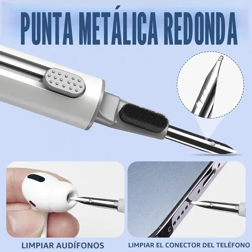 Vista 4 de Kit de limpieza Inesore para Airpods Pro Serie 3 2 1, herramienta de pluma de limpieza multifunción para auriculares, altavoces de iPhone A-blanco