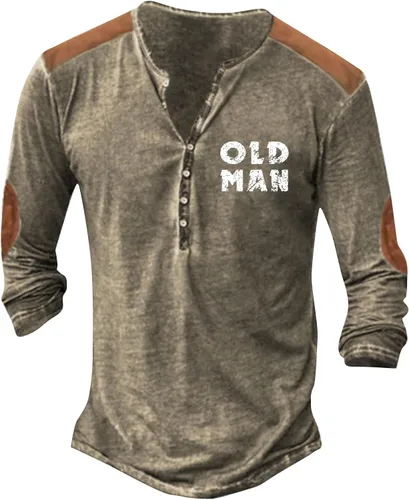 Vista 4 de Camisas de primavera para hombre, de manga larga, estilo Henley, ajuste regular, casual, ligeras, S-5XL