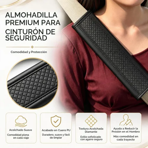 Vista 3 de Almohadillas para cinturón de seguridad, fundas de cuero para cinturón de seguridad, cojín de conducción más cómodo, ayuda a proteger tu cuello