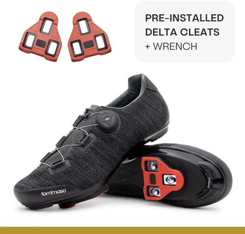 Vista 4 de Tommaso Strada Ready to Ride - Zapatos de ciclismo de interior para hombre diseñados para pelotón con tacos Delta de aspecto preinstalados zapatos