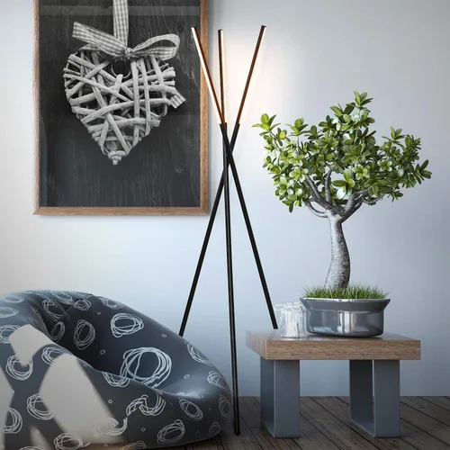 Vista 5 de Brightech Stix - Lámpara de pie LED con trípode para sala de estar, lámpara de pie moderna regulable, con 3 luces para dormitorio, iluminación Negro