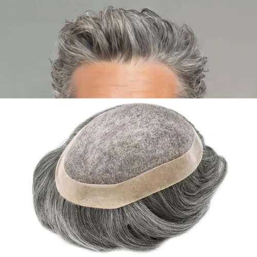 Vista 15 de LOVIN - Sistema de cabello humano para hombres, postizo fino de encaje mono para hombre, prótesis masculina de piel de polietileno alrededor