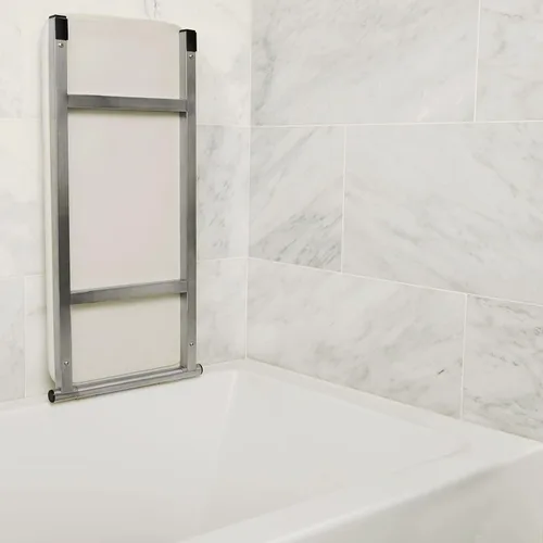 Vista 4 de Hermosa - Asiento de bañera acolchado plegable de 32 x 13.5 pulgadas, para montaje en pared, color blanco