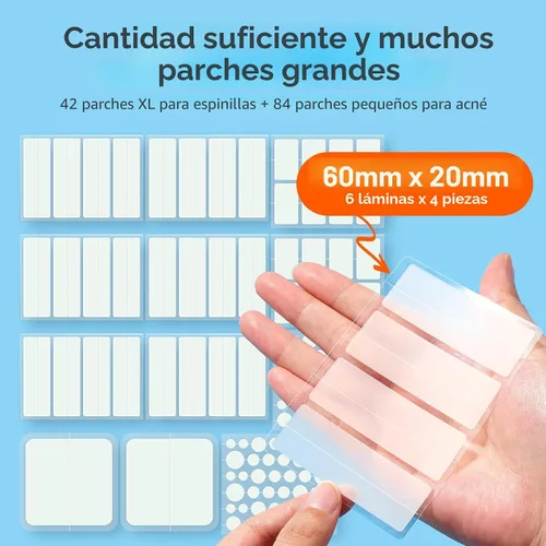 Vista 2 de TKTK Parches grandes para espinillas en la cara, 7 tamaños XL para acné, grandes apósitos hidrocoloides para brotes de espinillas en el cuerpo