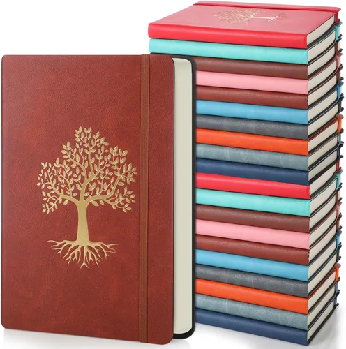 Vista 10 de Dispowreath Paquete de 10 cuadernos rayados de cuero A5 de tapa dura para escribir, 200 páginas, 10 colores, bloc de notas para viajes, trabajo